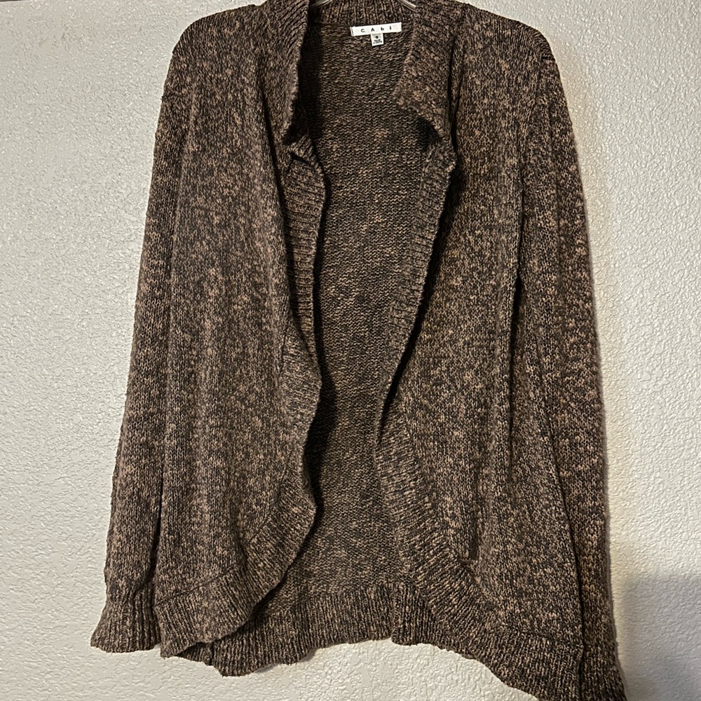 CAbi Brown Marled Open-Front Cardigan